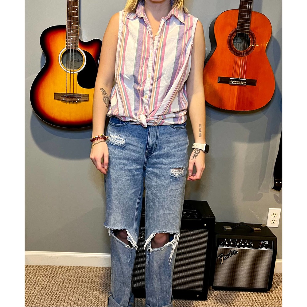 Vintage Gap Striped Sleeveless Button Up Shirt
